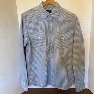 Calvin Klein Blue Striped Button Down Long Sleeve Shirt Western Style Size M